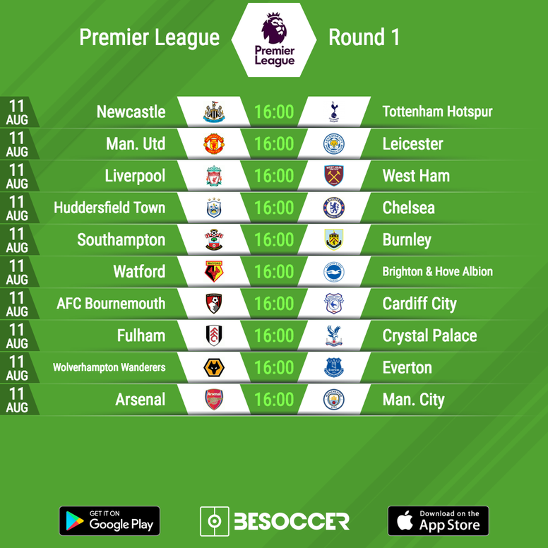 Premier League 18-19 fixture guide: Emery to take on Pep ... Premier League 18-19