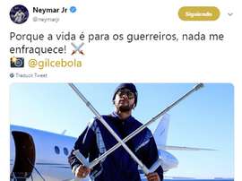 Neymar transmite força nas redes sociais. Twitter/NeymarJr