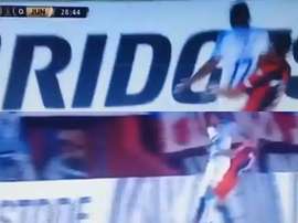 Fuentes vio la roja en el Pedro Bidegain por una agresión en el rostro de un rival. Captura/FOXSport