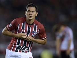Ganso celebrates scoring for Sao Paulo. EFE