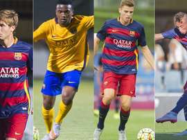 Gerard Gumbau, Sergi Samper, Juan Cámara y Wilfrid Kaptoum, jugadores del Barcelona B. BeSoccer