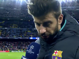 Piqué concedeu entrevista após o empate diante do Slavia. Captura/MovistarLigaDeCampeones