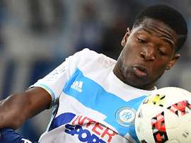 Aaron Leya Iseka pendant un match de Ligue 1 avec l'Olympique de Marseille. AFP