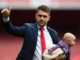 Ramsey was emotional at Arsenal's final home game of the season. GOAL