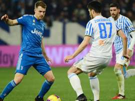 Aaron Ramsey (L) was happy with Juventus' formation at SPAL. GOAL