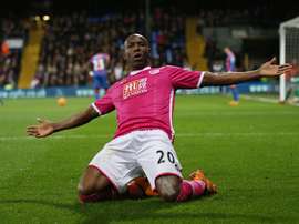 Afobe celebrates scoring for Bournemouth. Goal
