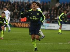 Alexis Sanchez celebrates his goal against Swansea. Goal