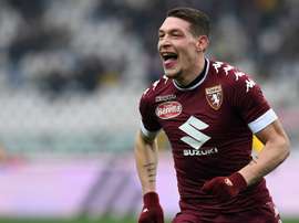 Andrea Belotti celebrating Torino 2017/02/12. AFP