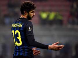 Andrea Ranocchia lors d'un match d'Europa League avec l'Inter Milan. Goal