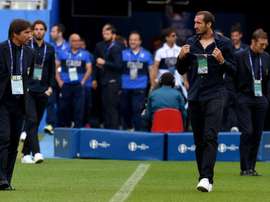 Antonio Conte and Giorgio Chiellini together during the 2016 Euros. GOAL
