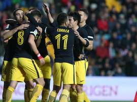 Atletico players celebrate a goal against Guijuelo. Goal