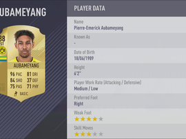 La fiche d'Aubameyang sur FIFA 18. GOAL