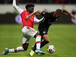 Saka scored his first goal. GOAL