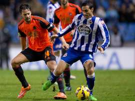 Castro Luisinho et Juanfran Moreno lors du match Deportivo La Coruña - Real Sociedad. GOAL