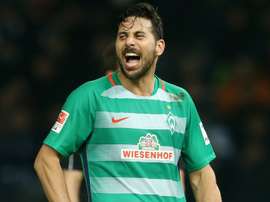 Claudio Pizarro, lors d'un match de Bundesliga avec le Werder Brême. AFP