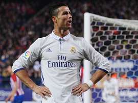 Le footballeur portugais du Real Madrid, Cristiano Ronaldo après avoir inscrit un but en Liga. AFP