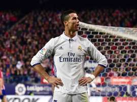 Cristiano Ronaldo celebrates scoring in the Madrid derby. Goal