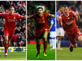 Les légendes de Liverpool, Daniel Agger, Steven Gerrard et Jamie Carragher. Goal