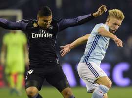 Daniel Wass et Casemiro dans le match retour de Coupe du Roi entre Celta et Real Madrid. AFP