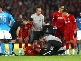 Fabinho's game against Napoli ended early. GOAL