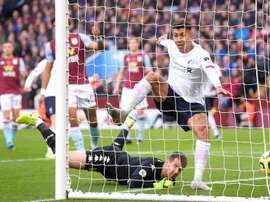 Firmino thought he had scored at Villa Park, but the VAR confirmed he was fractionally offside. GOAL