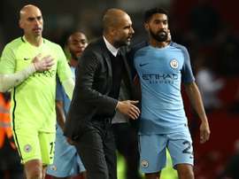 Gael Clichy & Pep Guardiola EFL Cup Manchester United v City