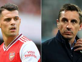 Gary Neville (R) says Xhaka (L) has to develop a thick skin and accept fan criticism. GOAL