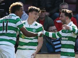 Les joueurs du Celtic célèbrent leur victoire face aux Rangers. AFP