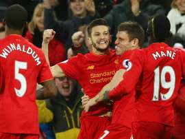 HD Liverpool celebrate Adam Lallana goal
