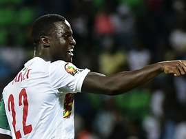 Henri Saivet celebrates scoring for Senegal. Goal