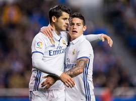 Alvaro Morata et James Rodríguez lors d'un match de Liga. EFE