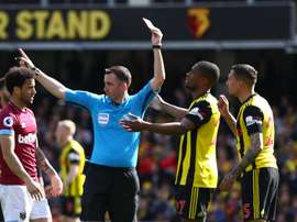 Jose Holebas was sent off against West Ham. GOAL