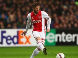 Lasse Schone scoring the ball. Goal