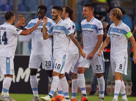 Lazio celebrates Luis Alberto goal vs. Apollon