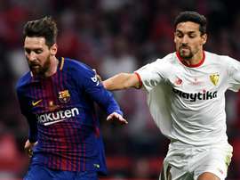 Sevilla may have to face Lionel Messi's Barcelona without Jesus Navas. GOAL