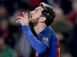 Messi celebrating one of hs numerous goals. Goal