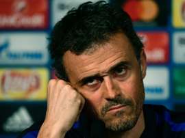 Luis Enrique dans une conférence de presse après le match contre PSG de Ligue des champions. AFP