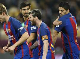 Luis Suarez Leo Messi Al Ahli Barcelona Friendly