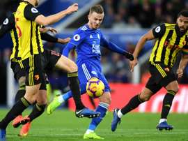 Maddison pictured scoring for Leicester against Watford. GOAL