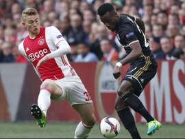 Matthijs de Ligt lors du match de Ligue Europa Ajax-Lyon. AFP