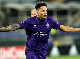 Mauro Zarate during a match with Fiorentina. Goal