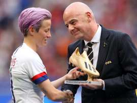 Rapinoe was presented with the Golden Boot award by Infantino. GOAL