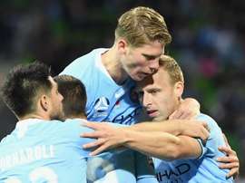Melbourne City players celebrate their victory. GOAL