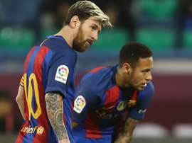 Messi et Neymar dans le match de Liga. AFP