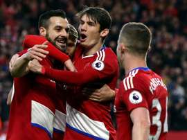 Middlesbrough celebrate a goal against Swansea. Goal