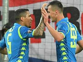 Napoli celebrating Salzburg Europa League