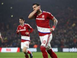 Negredo celebrating. Goal