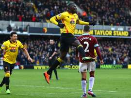 Niang after scoring for Watford on his home debut. Goal