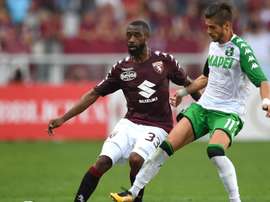 Nicolas Nkoulou of Torino, Sassuolos Diego Falcinelli