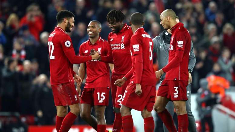 Origi (C) scored a last minute winner for Liverpool against Everton at Anfield last season. GOAL